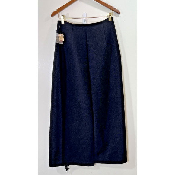 Eddie Bauer Women's Wool Wrap Skirt Sz L 12 Fringe Minimalist Understated Luxury - Picture 2 of 12